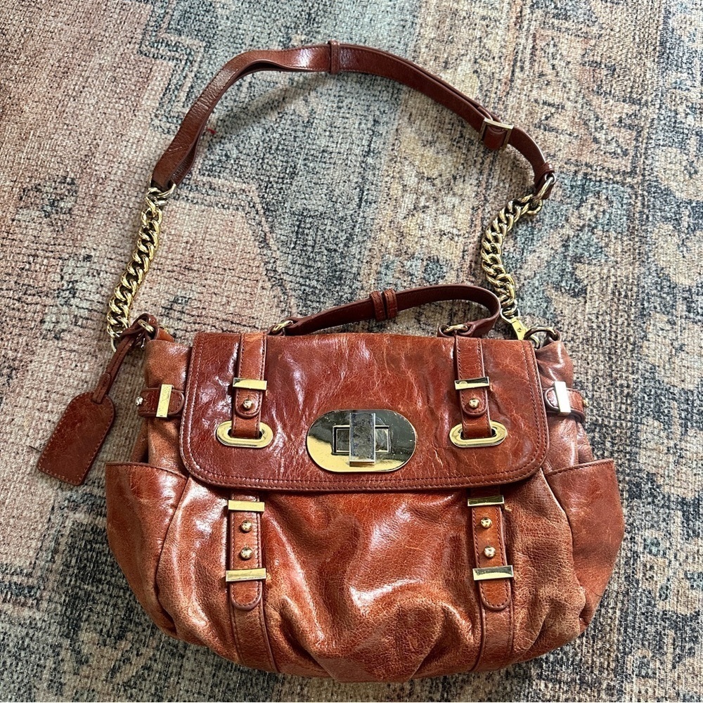 Badgley Mischka Brown Leather Shoulder Bag